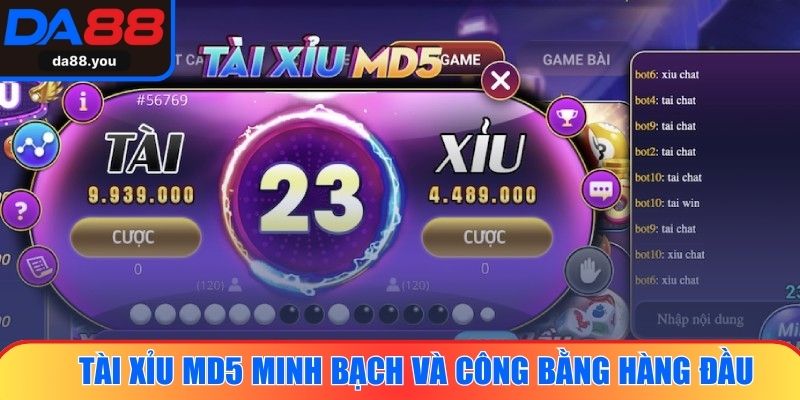  Tài xỉu MD5 minh bạch và công bằng hàng đầu